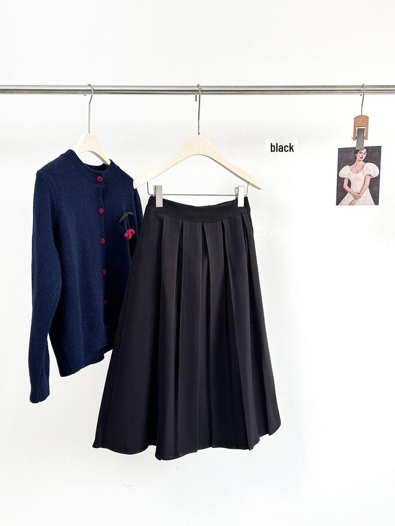 Premium Wool Plaid A-Line Half-Skirt, Pleated and Thickened for Autumn/Winter, Hip-Covering, Slimming, Mid-Length, Ideal for Pear-Shaped Figures.