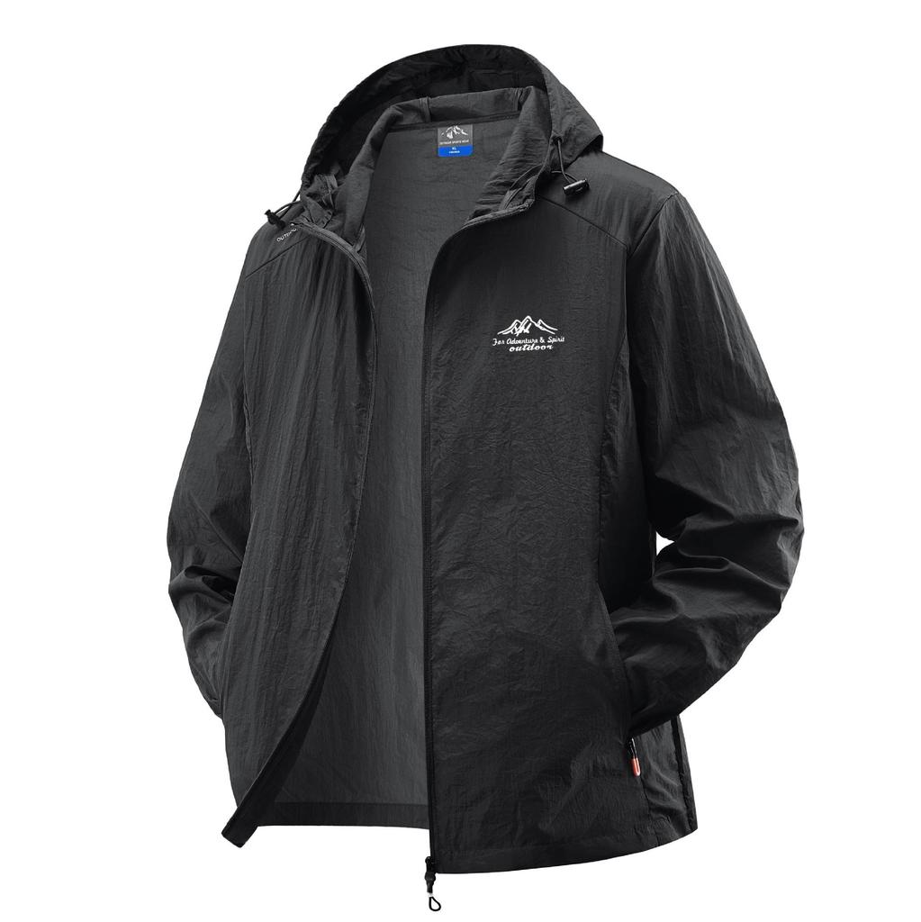 Men's Retro Hooded Thin Ice Silk Sun Protection Jacket - Summer Outdoor Loose-Fit Plus Size