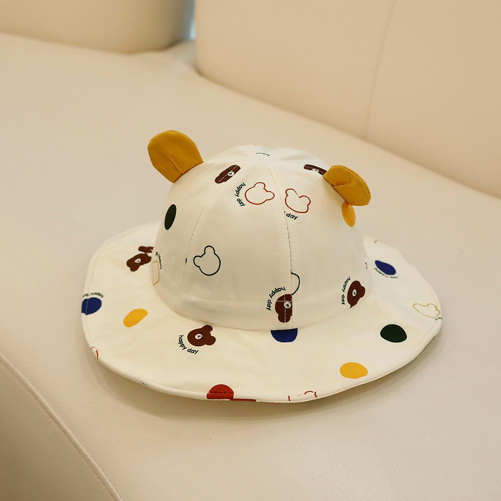 Bear Dots Baby Bucket Hats For Children Summer New Sunhat Kids Fishing Hat Sunshade Visor Boys Girls Outdoor Cartoon Beach Cap