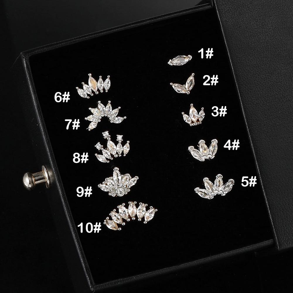 1pc Helix Piercing Ear Stud Earring For Women Cubic Zirconia Small Crown Tragus Pierced Gold Color Girls Ear Accessories Gifts