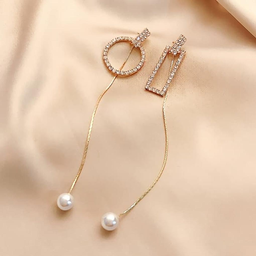 

Silver Needle Long Pearl Freshwater Earrings Earrings Chain Large Shape gold