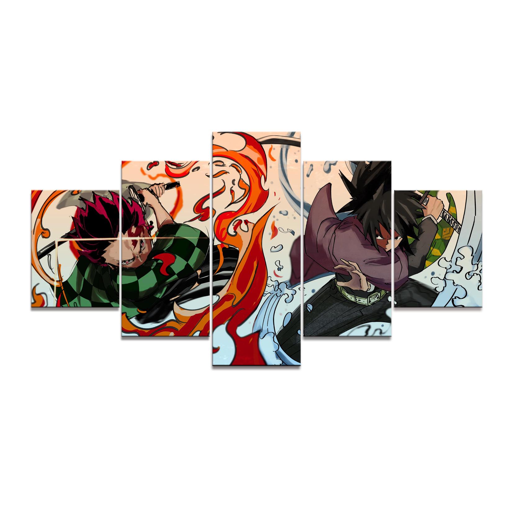 

5 панелей HD аниме мальчик картина Tomioka Giyuu Demon Slayer Kamado Tanjirou плакат анимация искусство настенный декор картины без рамки 20x35cm*2 20x45cm*2 20x55cm*1