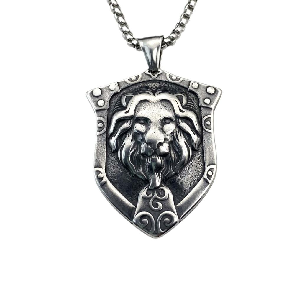Necklace Lion Shield Men Hip Hop Animal Punk Ins Pendant