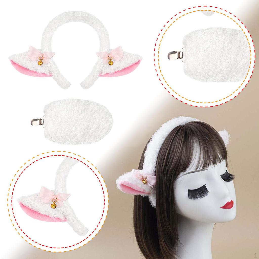 Lamb Ears and Tail Adults Kids Costume Accessories for Photo Props Performance