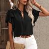 Women's Color V-neck Casual Double Layer Sleeves Color Shirt Top