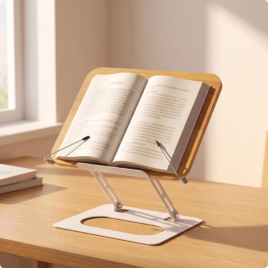 Supporto per spartiti con base in alluminio | Design regolabile in altezza, Porta libri da scrivania in legno