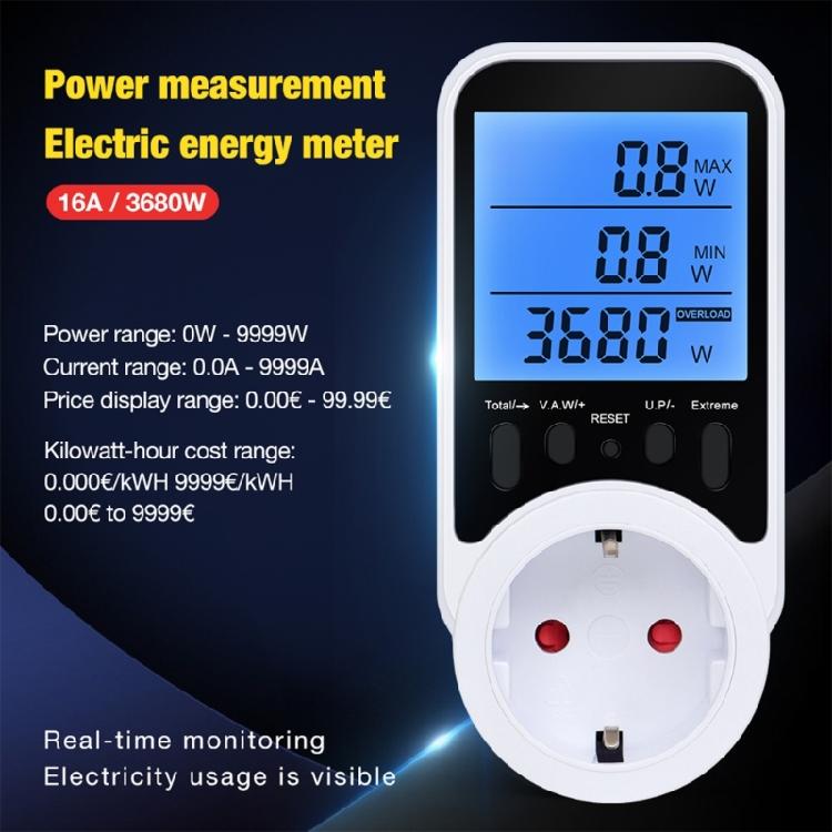 Professional Grade Power Monitoring Socket Electricity Current Detection Energy Cost Overloading Protective 3680W
