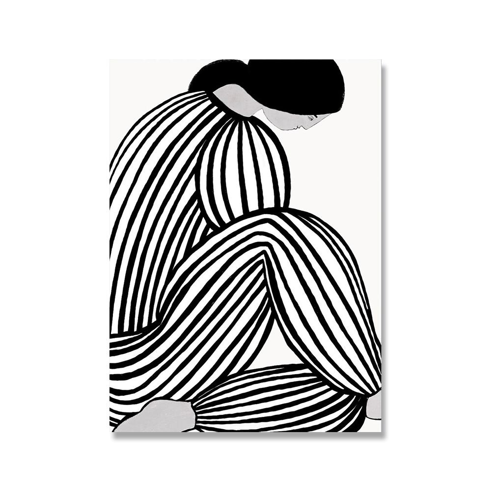 

Черно-белая абстрактная полосатая женщина геометрические линии настенная живопись печать на холсте постеры настенные картины декор гостиной 40x60cm No Framed