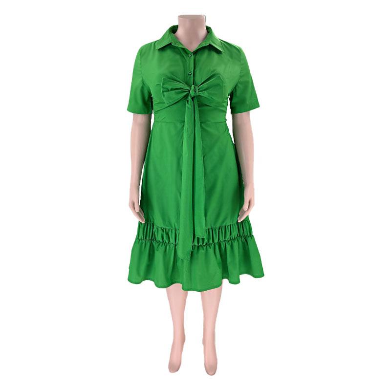 Dámský top poloviční kardigan s klopami v plné barvě nadměrné velikosti, stylové šaty s volánky na zavazování