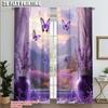 2pcs, Print Curtains 2D Plane Printing Lavender Scene Fabric (without Rod) Thermal Insulation, and Room Darkening Functions