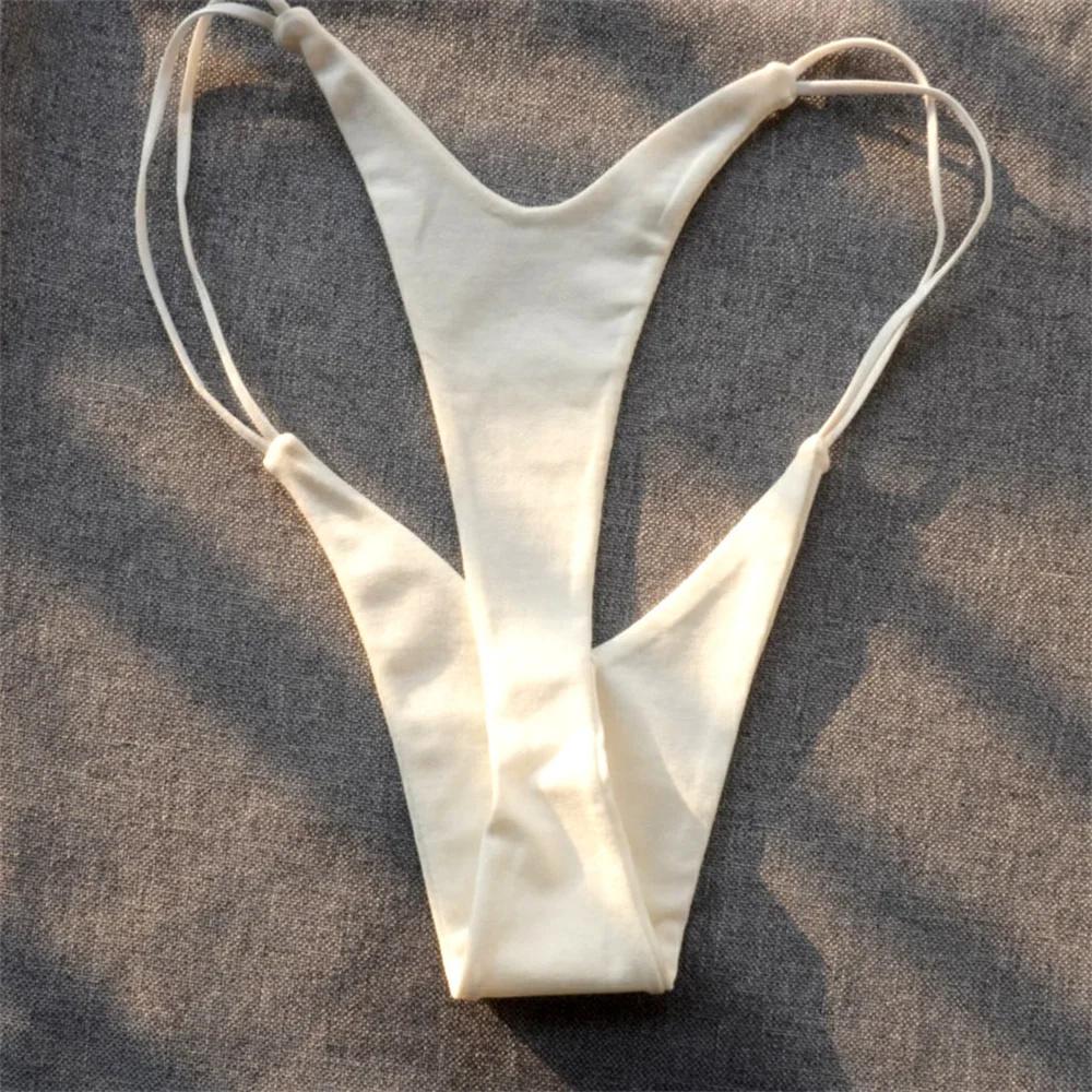 2 Pezzi Perizoma Cotone Doppio Strato a Taglio Alto Slip Bikini Donna G-string Biancheria Intima con Elastico Sottile Doppia Cintura