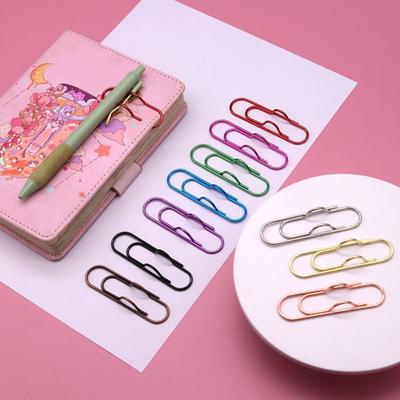 10pcs Colorful Paper Clips Document Clips Bookmarks Stationery Pen Holder  Metal