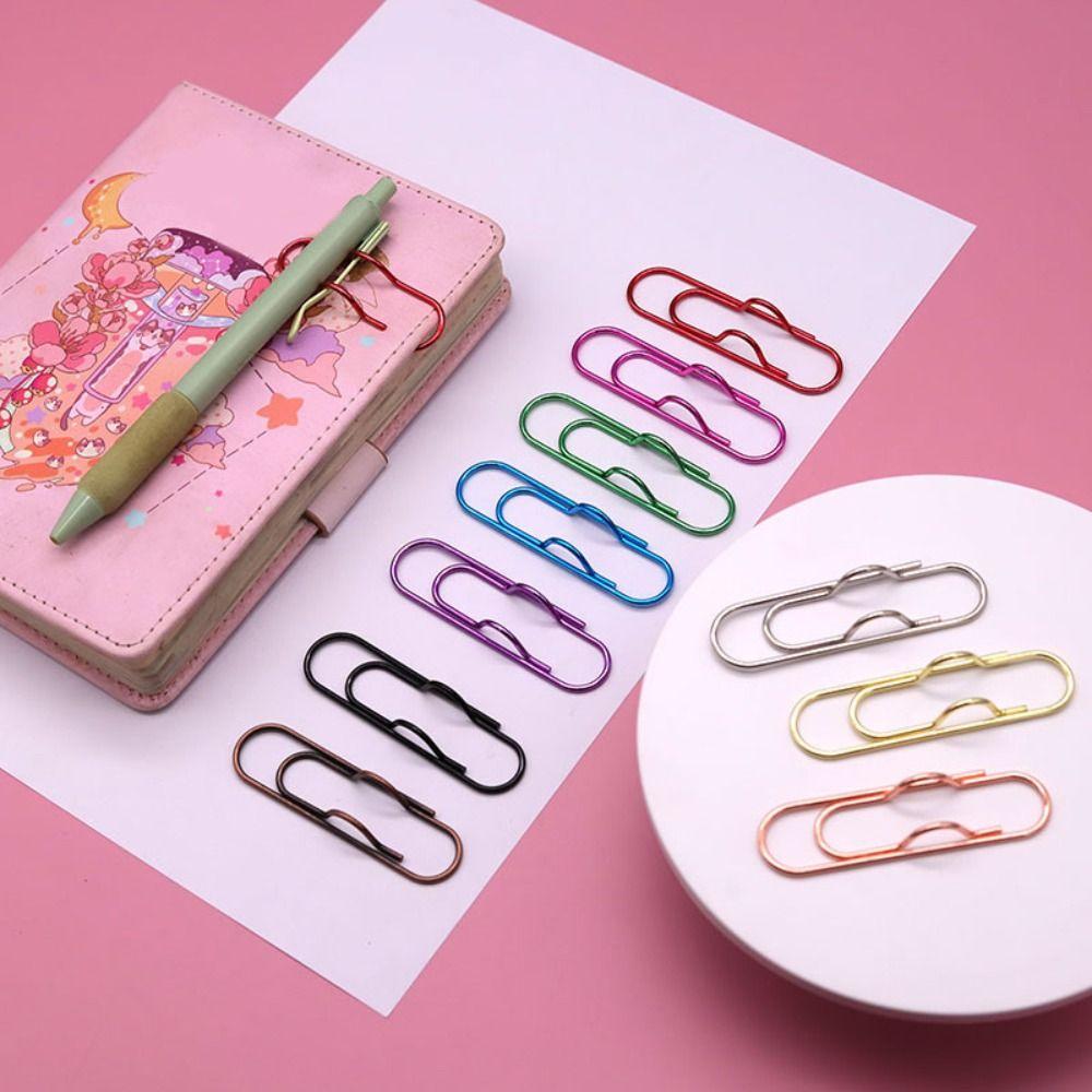 10pcs Colorful Pen Holder Paper Fix Clips Bookmarks Stationery Paper Clips  Notebook
