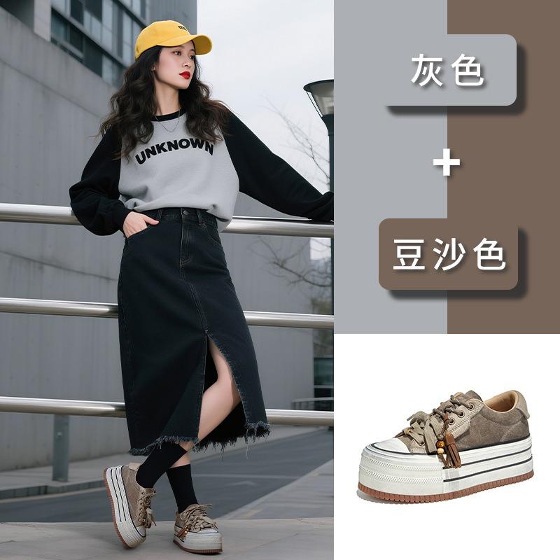 The first layer of cowhide polished white shoes women's autumn new thick-soled heightening board shoes casual shoes versatile women's shoes