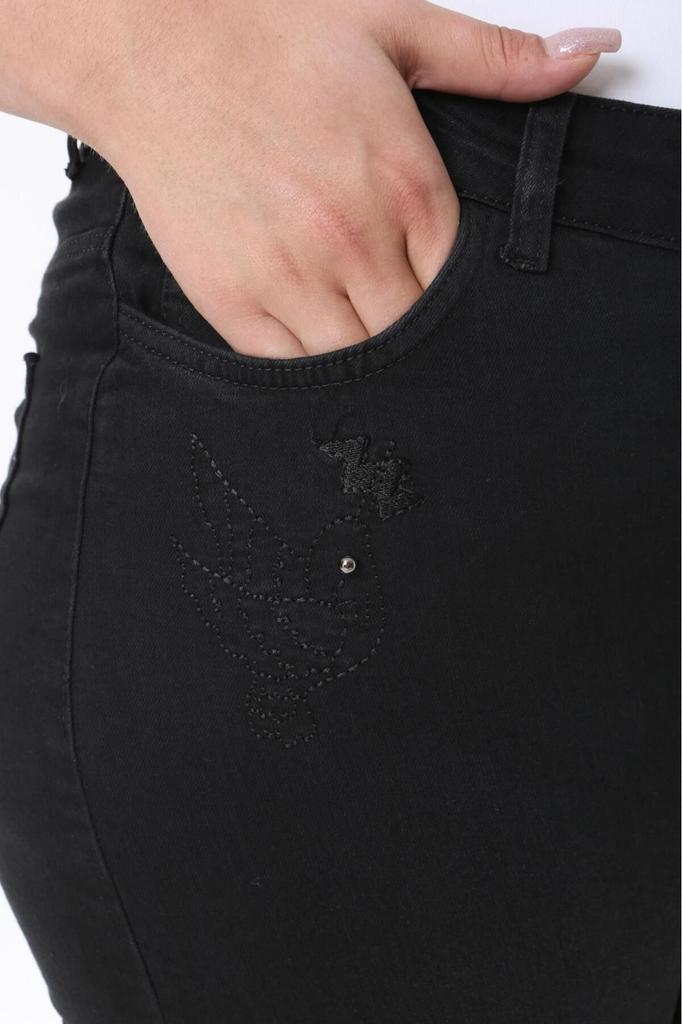 Damenmode Übergröße Shorts & Bermudas Plus Size Jeans Capri mit Schlitz (Taschen- und Stickereidetail)