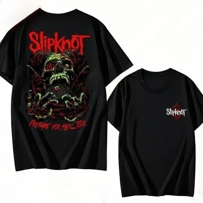 2026 Hot Sale Prepare for Hell Tour Shirt Heavy Metal Cotton Tees Man Rock Band T-shirt Men's Women Slipknots Double Sided Print Short-sleeve Tops