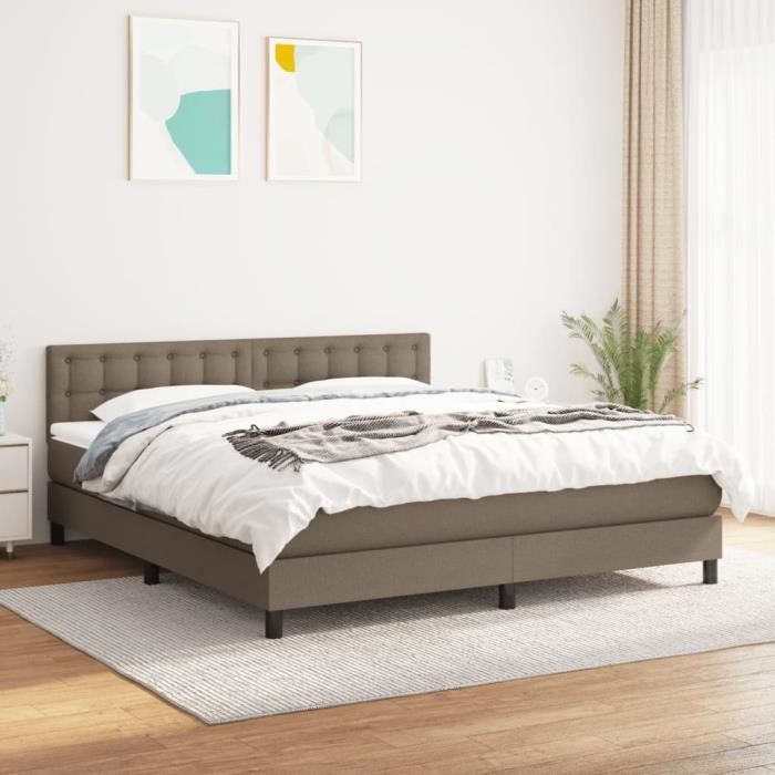 3140389 vidaXL Divan Bed with Mattress Taupe 160x200 Cm Fabric