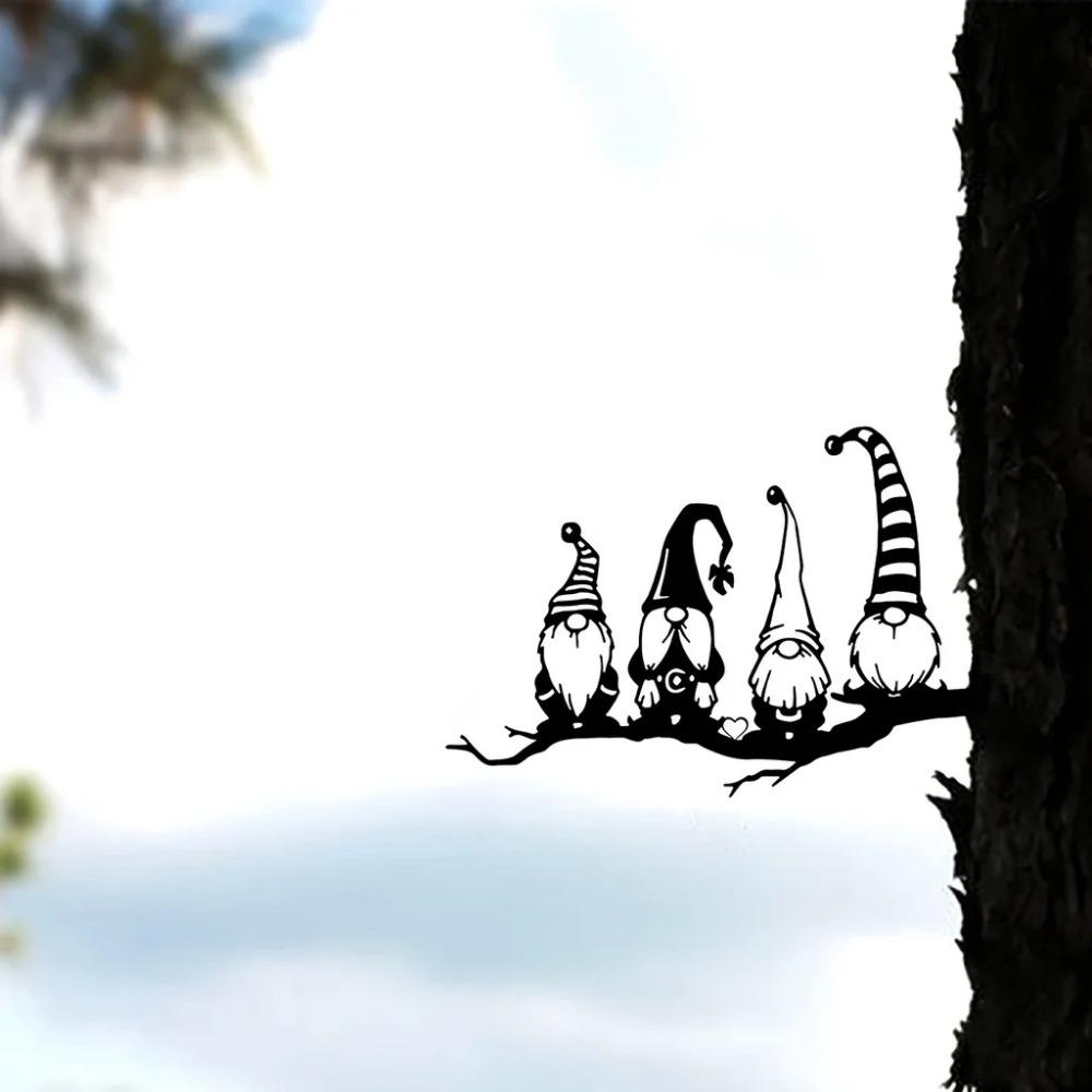 Weihnachtsmann auf Zweig, Stahl-Silhouette, Metall-Wandkunst, für Zuhause, Garten, Hof, Terrasse, Outdoor-Statue, Pfahldekoration, perfekt