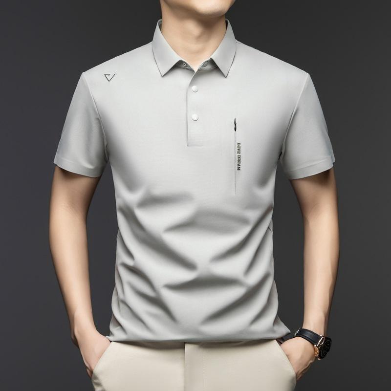 Polo Erkek Kısa Kollu Yakalı Günlük Buz İpeği Tişört Orta Boy Kazak Alt Gömlek