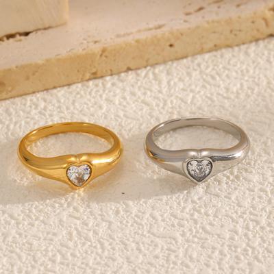 Výklenkový design Jednoduchý prsten z nerezové oceli Láska Diamant Dámský Nebledne Lehký Luxusní Módní Prsten Šperky