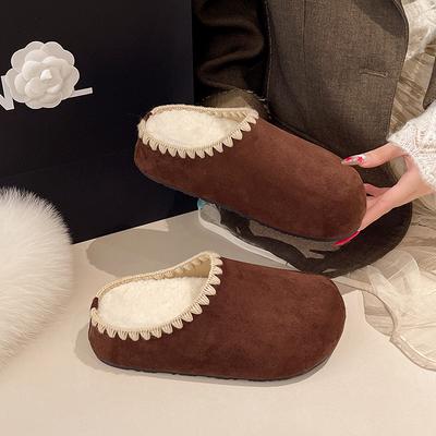 Baotou Boken Damenschuhe für Outdoor-Bekleidung 2025 Neuer Stil mit dickem Boden und pelzigen lässigen faulen dicken Boden Pantoffeln