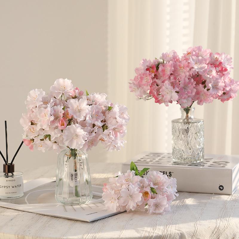 Cherry Blossom Branch Bouquet Short Branch Spring Peach Flower Artificial Flower Home Decoration Small Bouquet