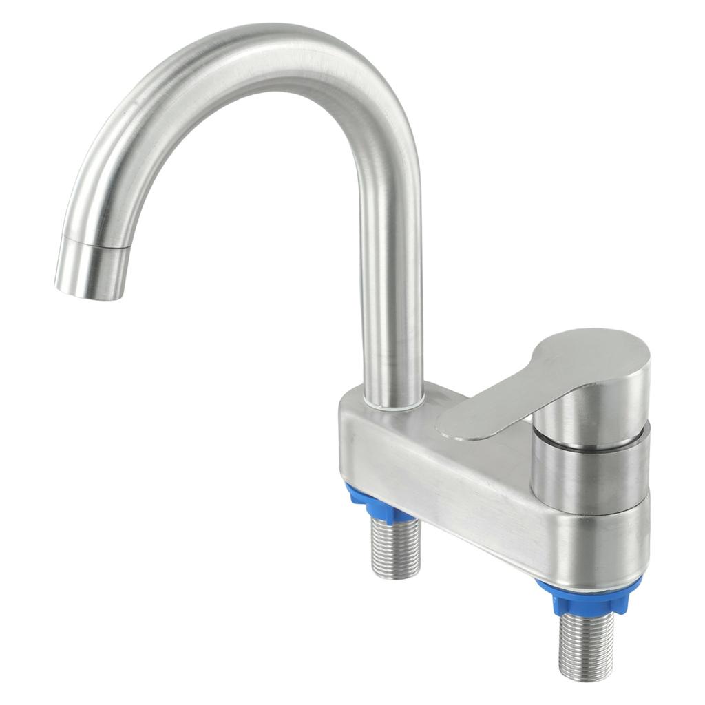304 Stainless Steel Faucet Kitchen Sink Faucet Bathroom Basin Faucet Cold And Hot Mixer Tap Deck Mounted Double Hole Tap