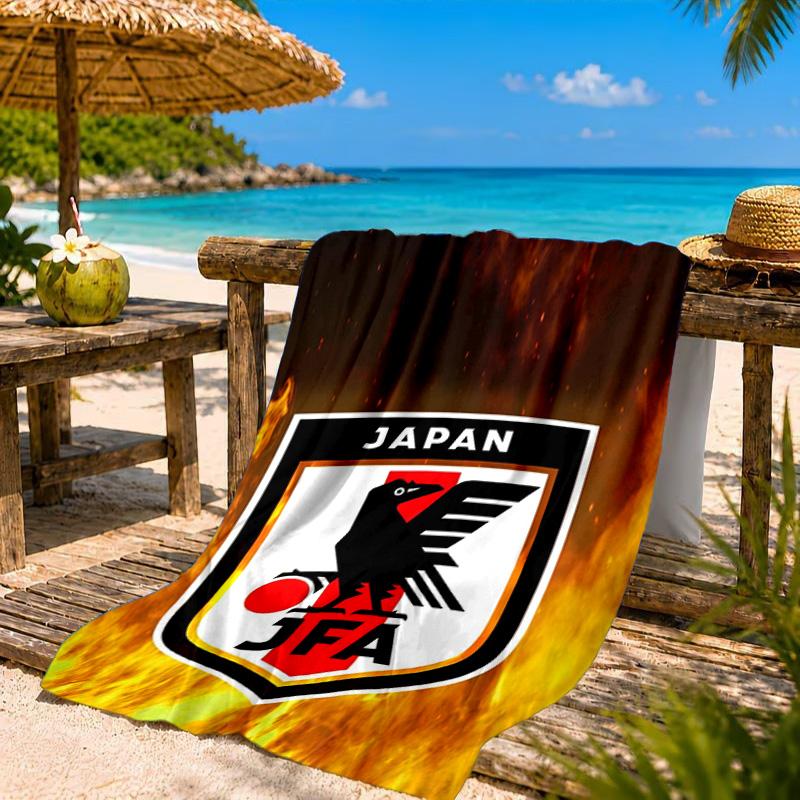 Japan Football Association Emblem Beach Towel, Quick-drying, Easy to Care for, Suitable for Both Fitness and Beach Vacations,Sports Essential