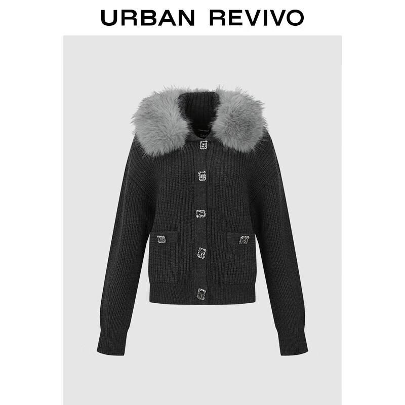 

UR 2025 Winter Faux Fur Collar Knit Cardigan M