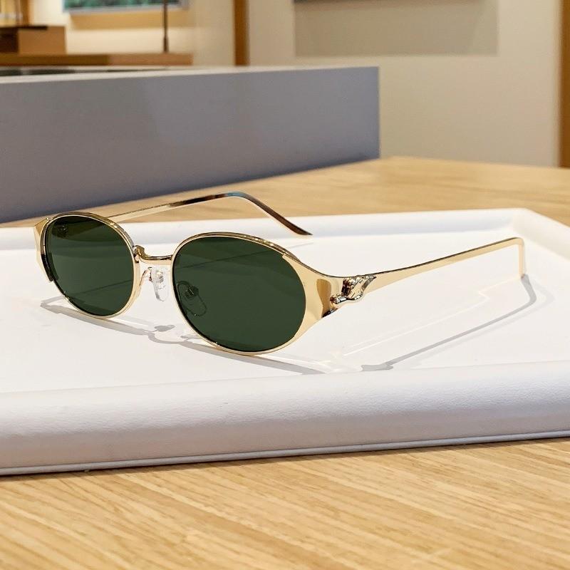 Y2k Style Metal Oval Sunglasses For Outdoor Travel And Uv Protection