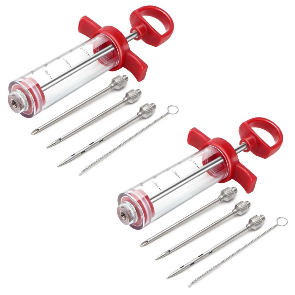 Fleischspritze, Barbecue-Marinadenspritze, Fleischnadel aus Edelstahl, Truthahn-Barbecue mit 3 Marinaden-Injektionsnadeln