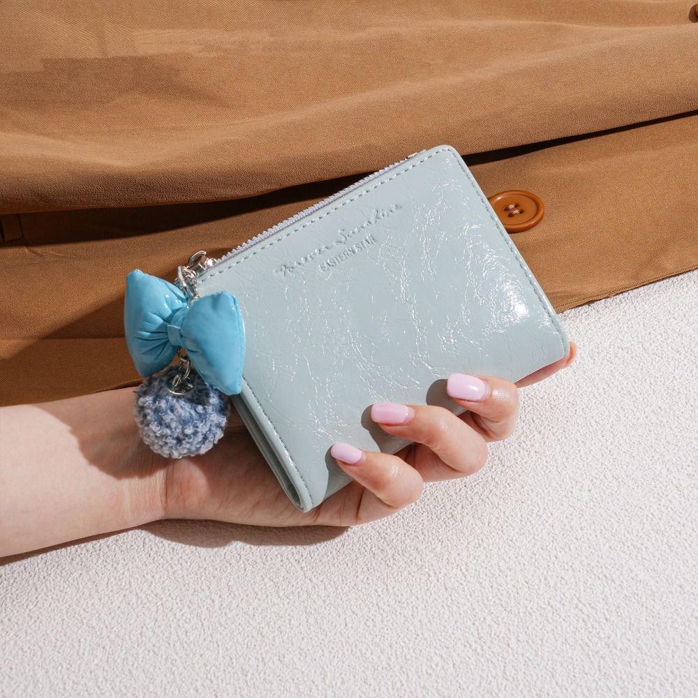 Korean Style Card Bag Bow Pendant Coin Pouch Retro PU Leather Card Holder Card Storage Bag