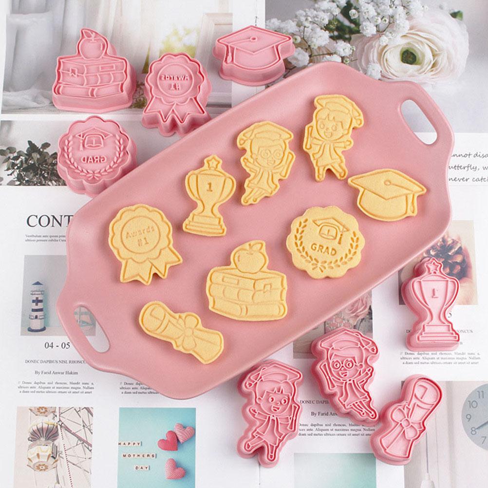8 Pcs Graduation Cookie Cutters Party Supplies DIY Baking Mold Biscuits Dessert Mould Casting Chocolate Household Candy Craft