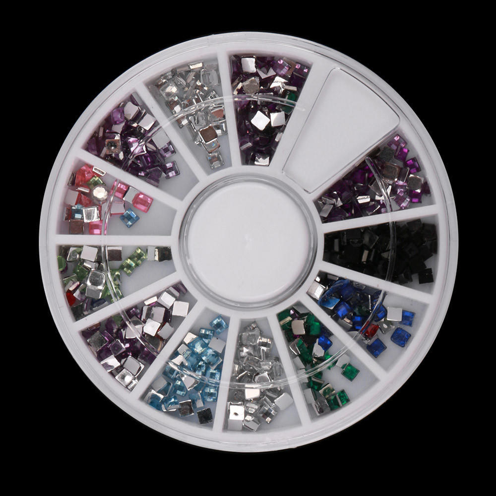 1 Box Colour Steel Bead 3D Round Nail Studs Nail Rhinestone  Decoration