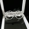 Stainless Steel Custom Personalized Name Hoop Earrings 18K Gold Plated Large Nameplate Jewelry for Women Girls Moms Gifts