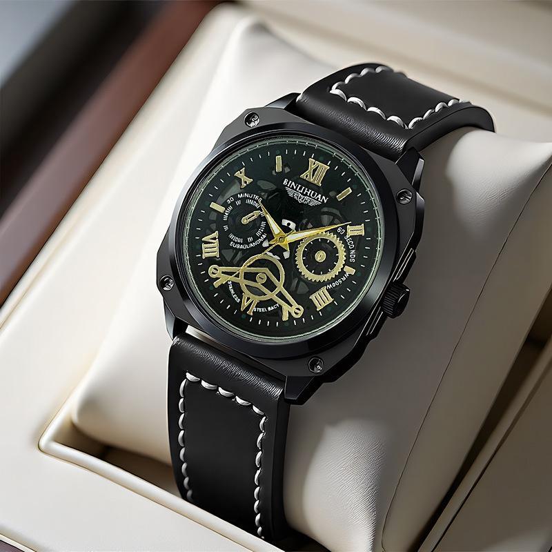 

Мужские часы JYL Простые Кварцевые Для Повседневной Носки Кожаный Ремешок [Men s Black]