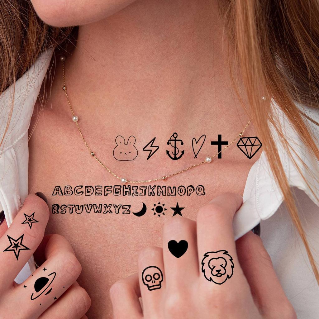 15 Blätter kleine temporäre Tattoos für Frauen Erwachsene Hände Hals Tattoo Aufkleber winzige frische Muster Mond Schmetterling gefälschte Tattoo Paste