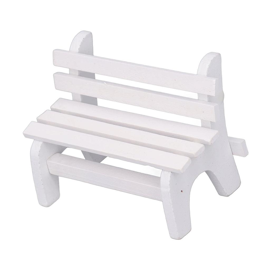 Scale Wooden Dollhouse Bench Miniature Garden Bench with Rounded Beautiful Decorative 112 Model, Corners, White,