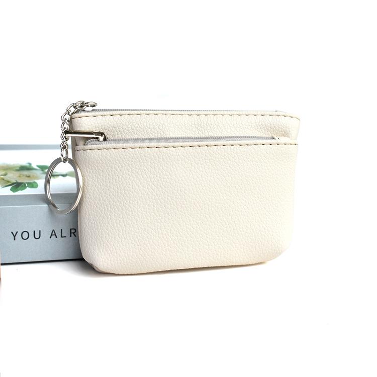 Mini PU Leather Coin Purse Keychain Wallet Multifunctional Zipper Card Holder Fashion Key Bag Key Ring Small Wallet