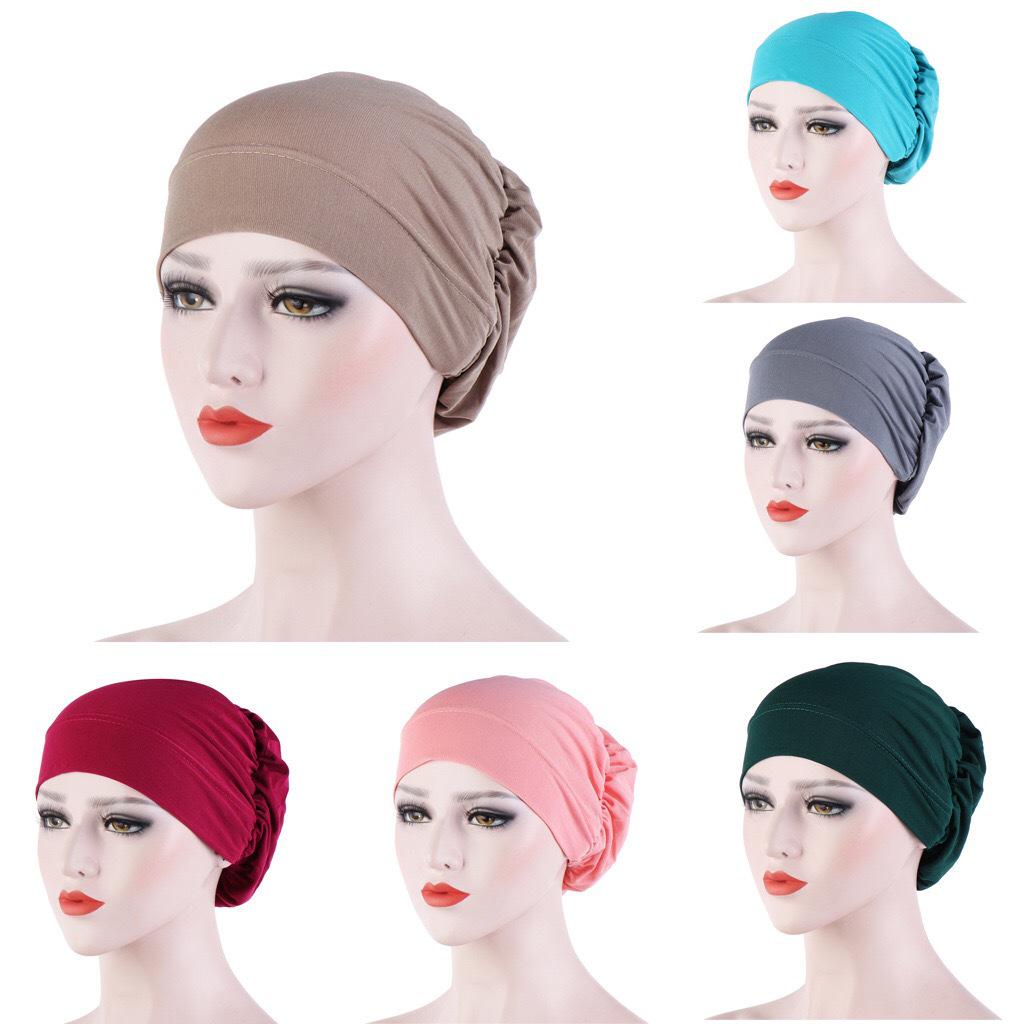 16-Color Muslim Under Cap Head Wrap - Crystal Linen Multicolor Chemotherapy Sleep Cap Headscarf.