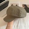 Korean Spring Summer Korean Retro Plaid Cloud Beret Female Literary Niche Big Size Painter Hat Octagonal Hat