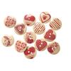 100Pcs 15mm Natural Flat Round Printed Wood Buttons 2-Hole Flat Round with Heart Decorative Wooden Buttonsfor DIY Sewing