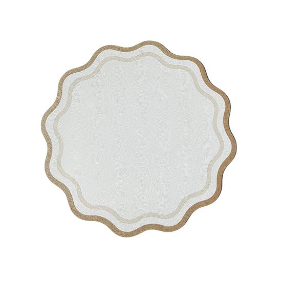 Faux Leather Scalloped Placemat Heat-Resistant Non-slip Heat Insulation Waterproof Dining Table