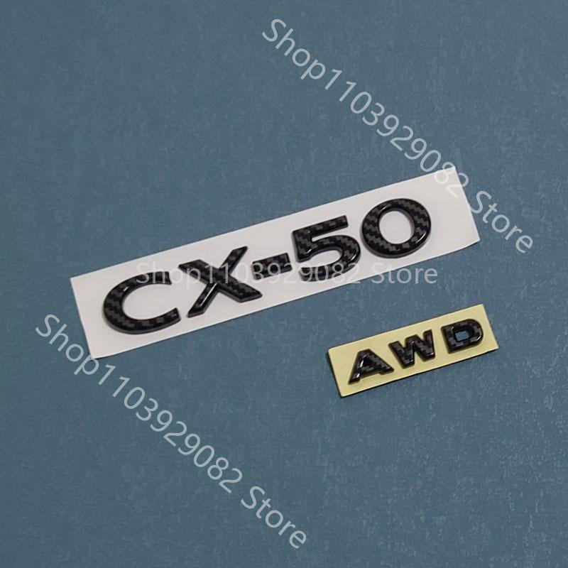 For Mazda CX-50 Black Front Logo, Middle Grille Sticker, CX-5 Rear Logo, Luggage Compartment Logo Accessory Sticker Carbon Fiber Xlnpu00