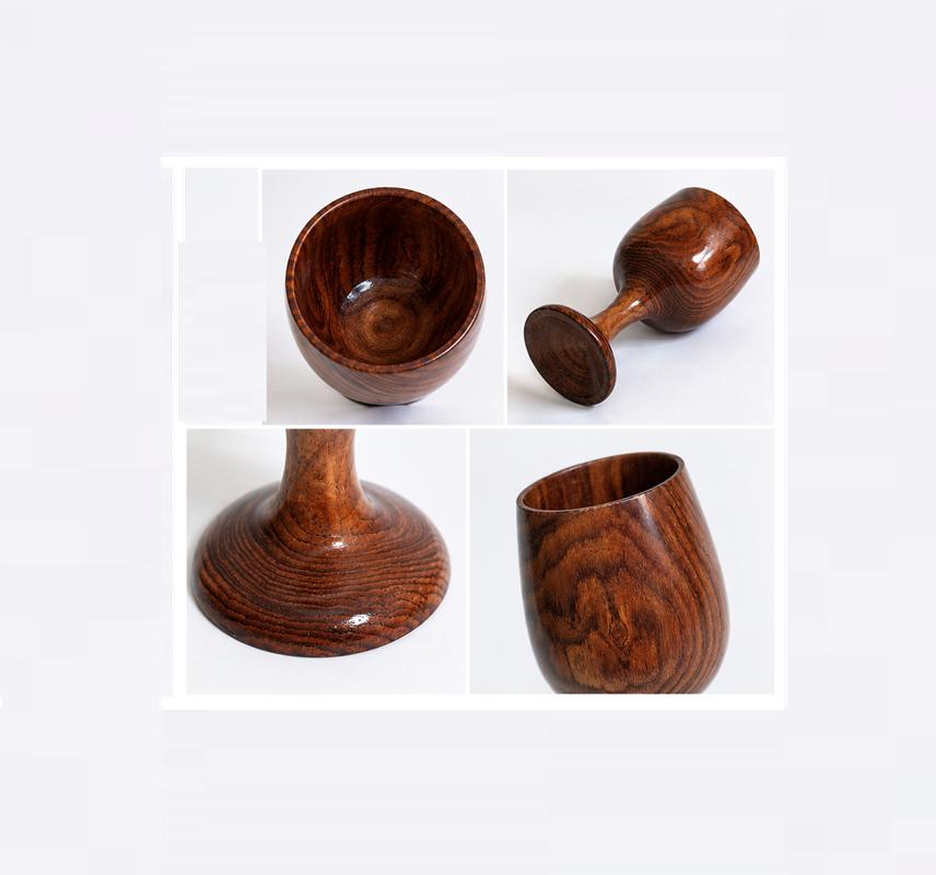 TreegoArt Wooden Wine Drinking Cups Beer Glass Set Wine Glass Tableware Kitchen Tools Bar Accessories Home Decor- 140 ML Each, (Pack Of 2 Pcs)