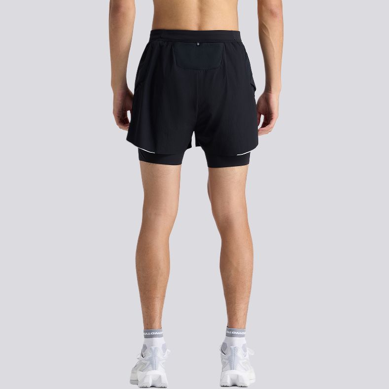 Salomon Pl Rn Short 2 In 1 Comfortable Mid Waist Elastic Running Shorts Men shorts Deep-Black LC3080300