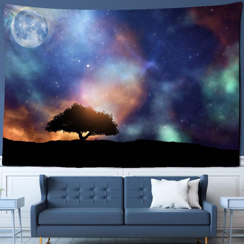 Moon Tapestry Hanging Wall Hippie Flower Wall Carpet Dormitory Decoration Starry Sky Carpet Kawaii Room Decoration Tapestry