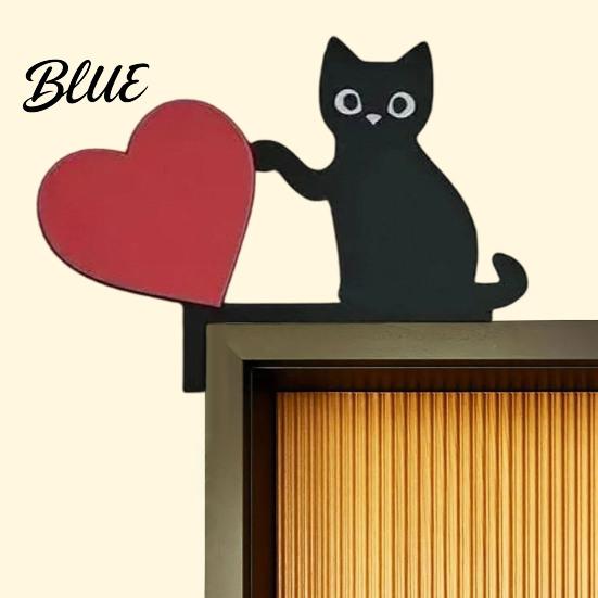 Cute Cat Door Corner Decor Wooden Cartoon Frame Pendant Black Unique Decoration Decoration Decorative Wall Sticker for Photo Frames And Cabinets