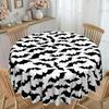 1 Halloween Bat Round Tablecloth, Black And White Tablecloth, For May 5Th, Party Decorating Tablecloth