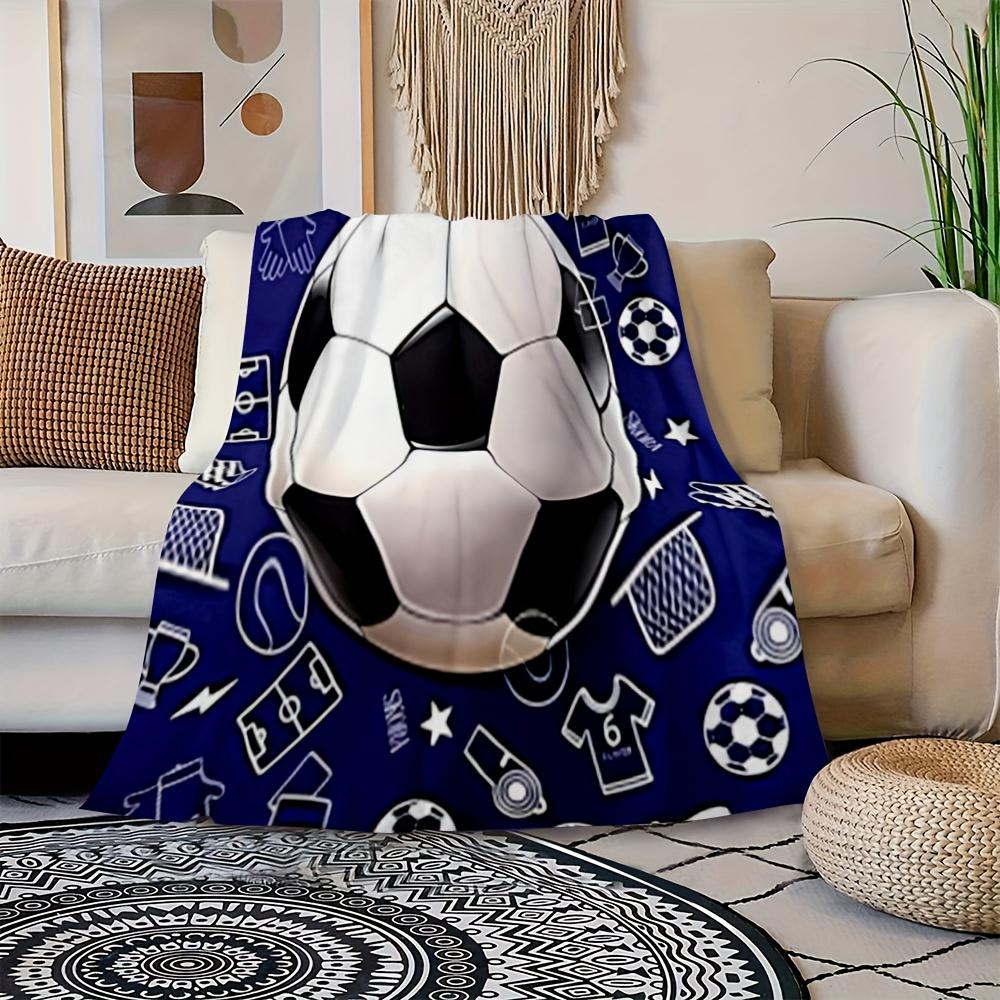 Personalized Soccer Ball Blanket Name Football Art Soft Fleece Throw Fan Gift Home Decor Sports Theme